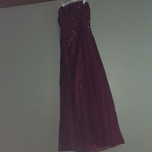 Maroon colored prom dress